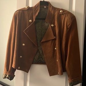 *Vintage* Fine brown suede military jacket with paisley lining